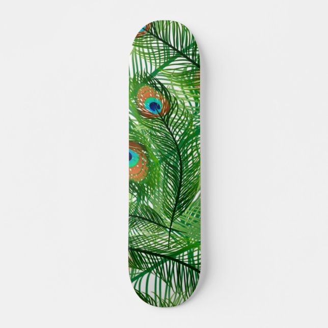 Skateboard Patrón de Peacock Verde (Anverso )