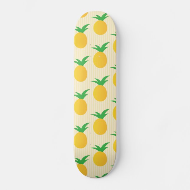 Skateboard Patrón de piña amarillo brillante (Anverso)