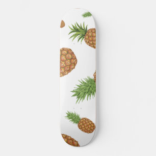 Skateboard Patrón de pino-manzana acuarela 1