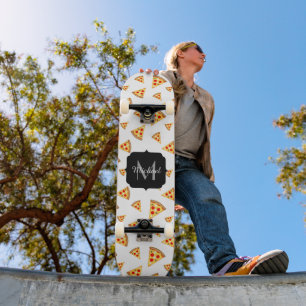 Skateboard Patrón de pizzas Guay y divertidas Patrón Monogram