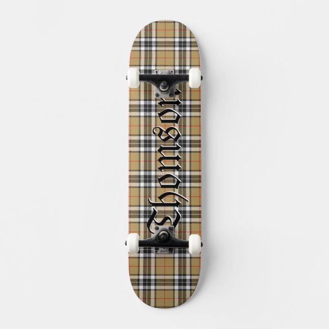 Skateboard Patrón de plaid escocés de Thomson Clan Tartan (Anverso)