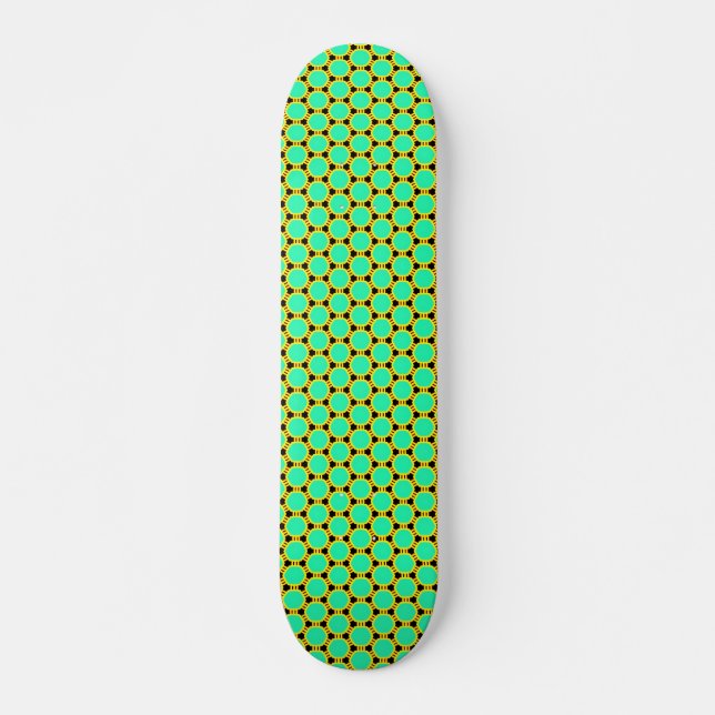 Skateboard Patrón de polígono verde (Anverso )