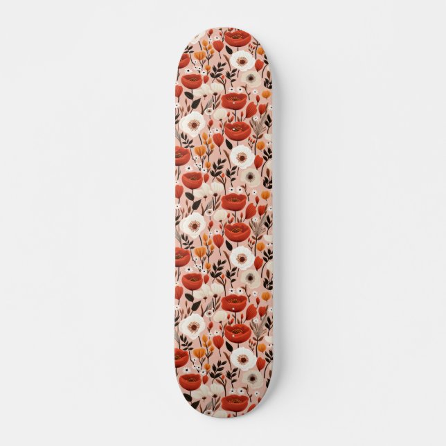 Skateboard Patrón de prado de flores silvestres botánicas de  (Anverso )