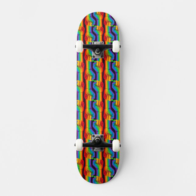 Skateboard Patrón de puño arco iris (Anverso)