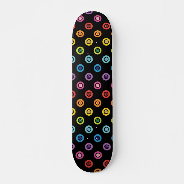 Skateboard Patrón de punto de brillo de arcoíris moderno (Anverso )
