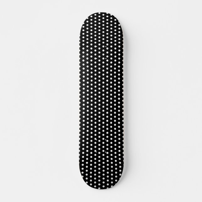 Skateboard Patrón de puntos de polka blanco y negro. Delicios (Anverso )