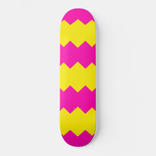 Skateboard Patrón de raya en zig zag rosa y amarillo en monop