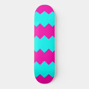 Skateboard Patrón de raya en zig zag rosa y azul cielo en mon