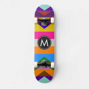 Skateboard Patrón de rayas de Chevron Chic de moda