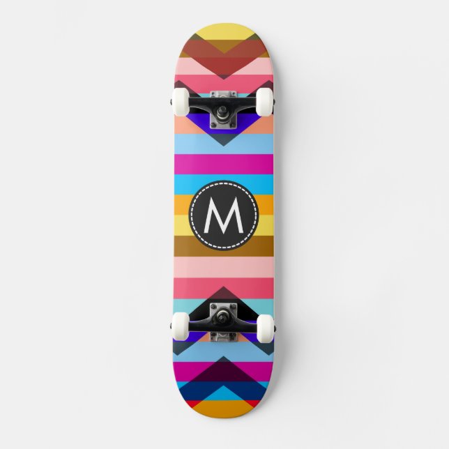 Skateboard Patrón de rayas de chevron de Moda de moda #4 (Anverso)