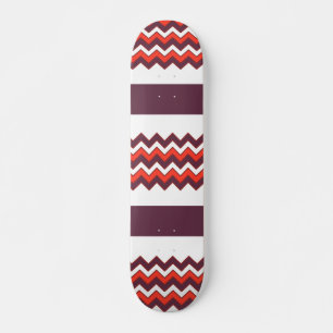 Skateboard Patrón de rayas de chevron en zigzag blanco rojo