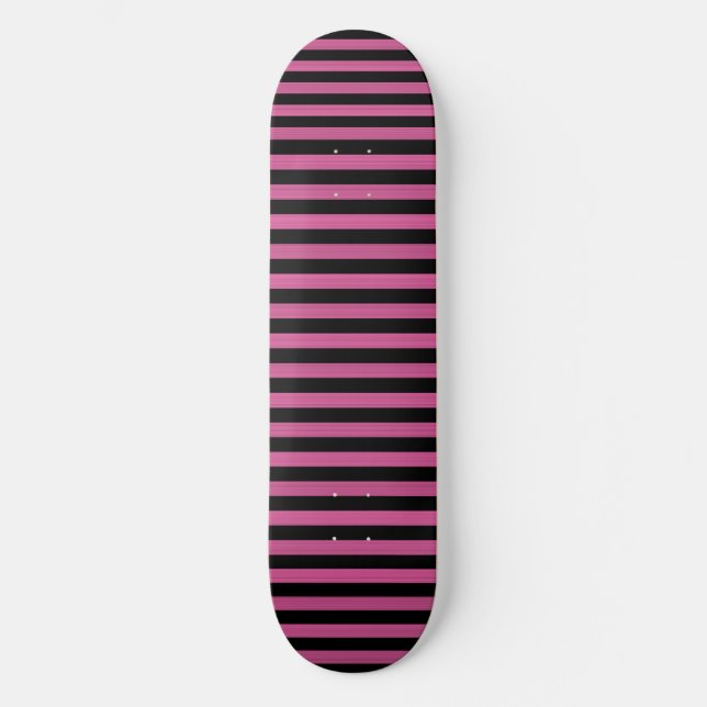 Skateboard Patrón de rayas negras y rosas (Anverso)