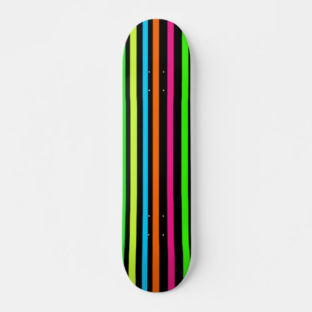 Skateboard Patrón de rayas neón (Anverso )