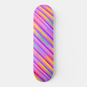 Skateboard Patrón de rayas púrpura rosa pastel