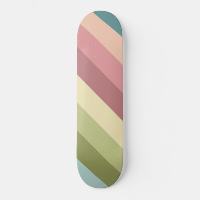Skateboard Patrón de rayas retro coloridas (Anverso)