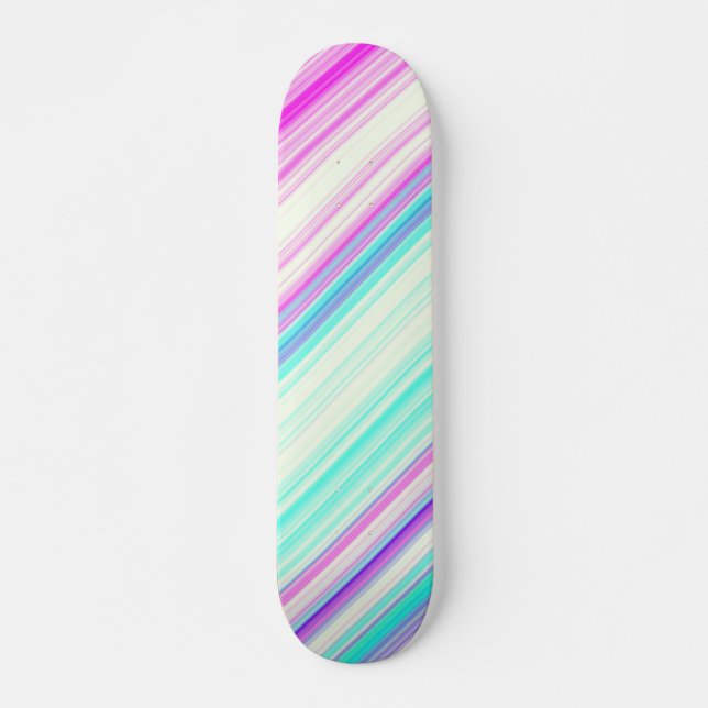 Skateboard Patrón de rayas rosadas Verde azuladas púrpura de  (Anverso )