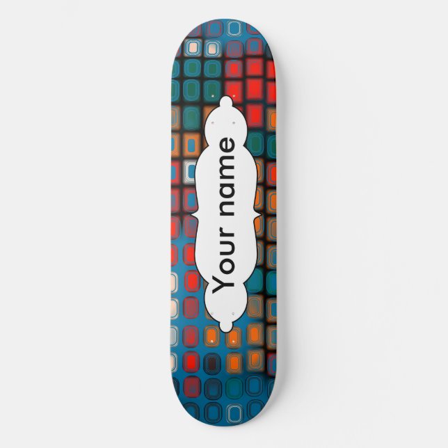 Skateboard Patrón de rectángulos coloridos (Anverso)