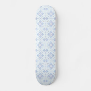Skateboard Patrón de repetición floral geométrico azul pastel