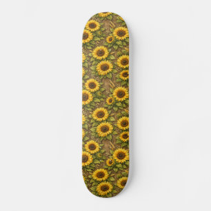 Skateboard Patrón de repetición sin fisuras de girasol brilla