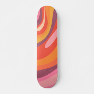 Skateboard Patrón de resumen retro Groovy de bucles ondulados