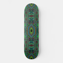 Skateboard Patrón de resumen trippy retro negro y verde limón