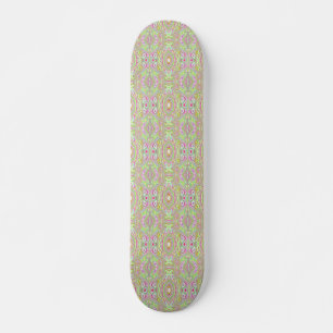 Skateboard Patrón de resumen trippy retro rosa y verde limón