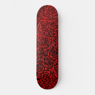 Skateboard Patrón de Rosa Roja Brillante