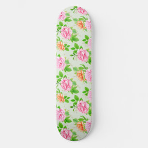 Skateboard Patrón de Rosas Rosadas Florales