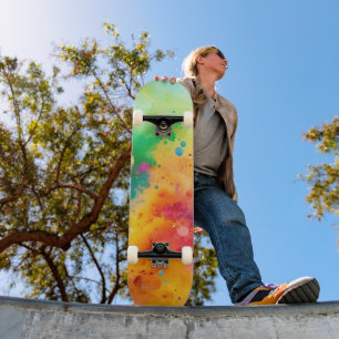 Skateboard Patrón de salpicaduras de acuarela abstracta vibra