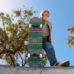 Skateboard Patrón de sarape mexicano sin monograma