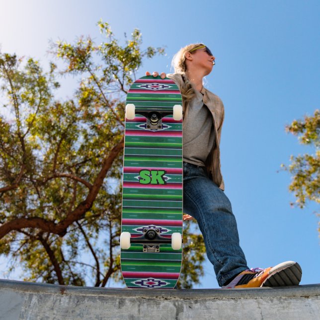 Skateboard Patrón de sarape mexicano sin monograma (Exterior 1)
