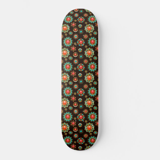 Skateboard Patrón de Seamless Brooches Étnicos (Anverso)