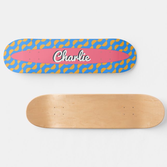 Skateboard Patrón de semicírculos brillantes personalizado Gu (Horz)