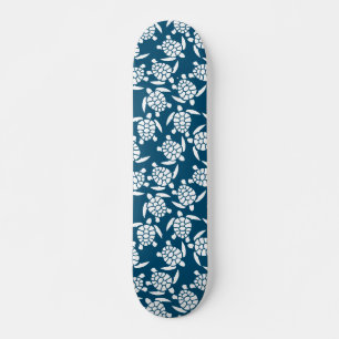 Skateboard Patrón de silueta de tortuga blanca y azul