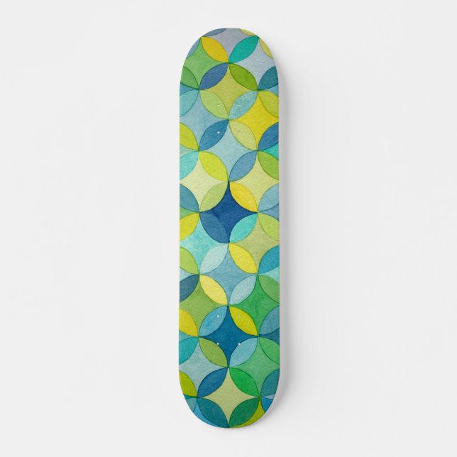 Skateboard Patrón de superposición de círculo de acuarela per (Anverso )