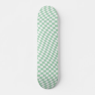 Skateboard Patrón de tablero de ajedrez verde de color negro