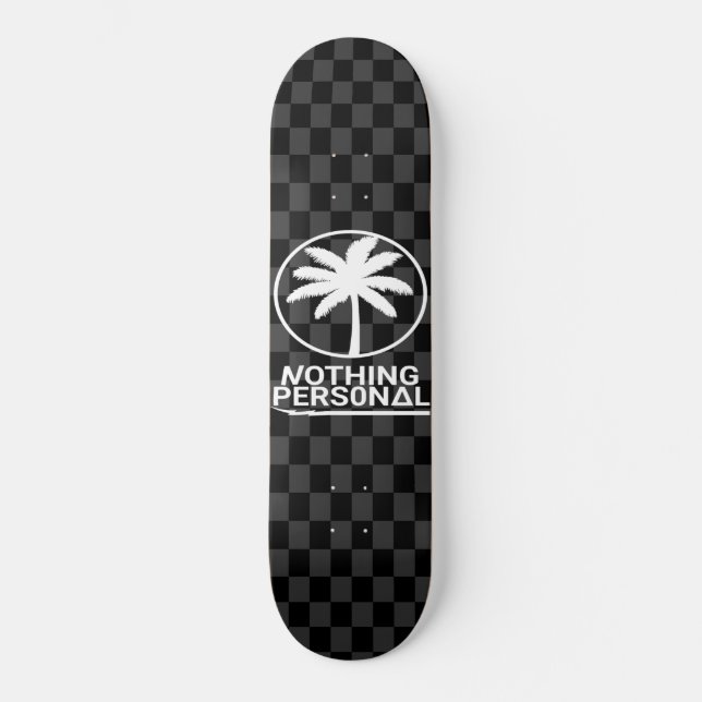 Skateboard Patrón de tablero de cheques negro y gris (Anverso)