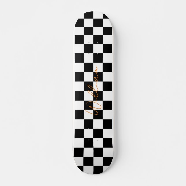 Skateboard Patrón de tablero de mandos retro blanco y negro (Anverso )