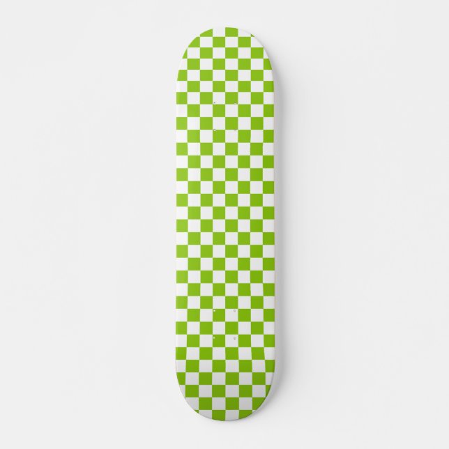 Skateboard Patrón de tablero de verificación retro en verde l (Anverso )