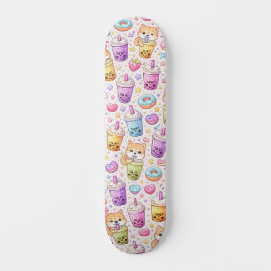 Skateboard Patrón de té de burbujas Shiba Inu Kawaii