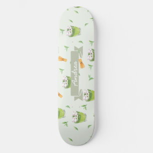 Skateboard Patrón de té verde de espuma de gato Matcha
