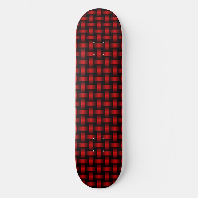 Skateboard Patrón de Tejido Rojo Negro (Anverso)