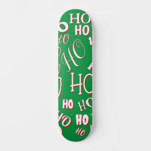 Skateboard Patrón de texto de Navidad HO HO HO blanco verde r