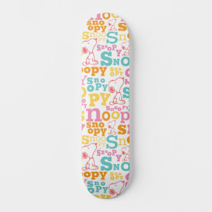 Skateboard Patrón de texto Snoopy Pastel