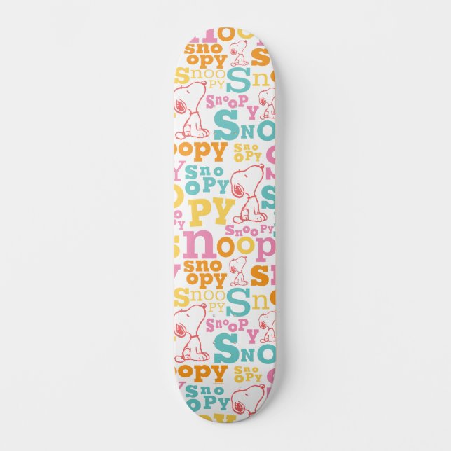 Skateboard Patrón de texto Snoopy Pastel (Anverso)