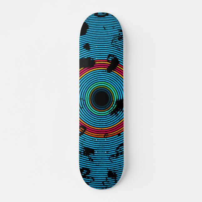 Skateboard Patrón de textura de disco de vinilo azul multicol (Anverso )