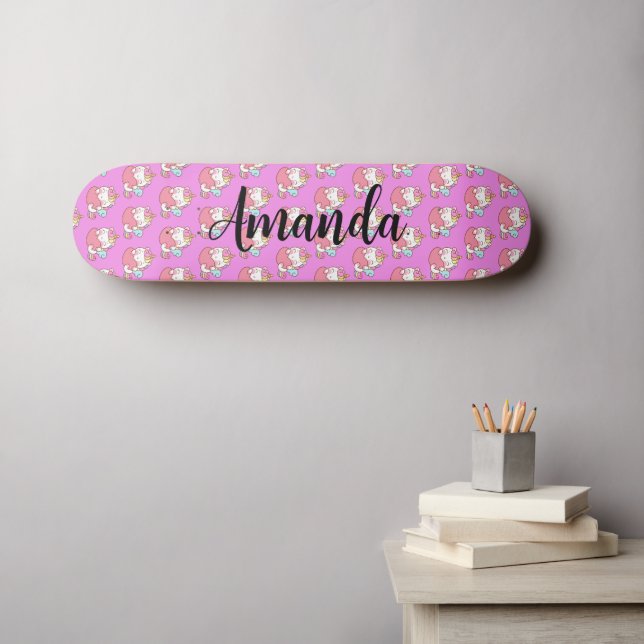 Skateboard Patrón de unicornio (Arte de pared (horz))
