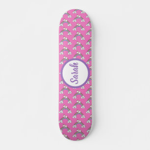 Skateboard Patrón de Unicornio de Arcoíris Nombre Personaliza