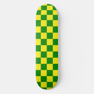 Skateboard Patrón de verificación verde amarillo
