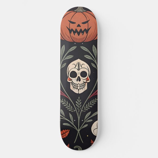 Skateboard Patrón de vibraciones de Halloween (Anverso)